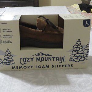 COZY MOUNTAIN SIZE L(11-12)MEN'S MEMORY FOAM INDOOR/OUTDOOR HOUSE SLIPPERS/SHOES